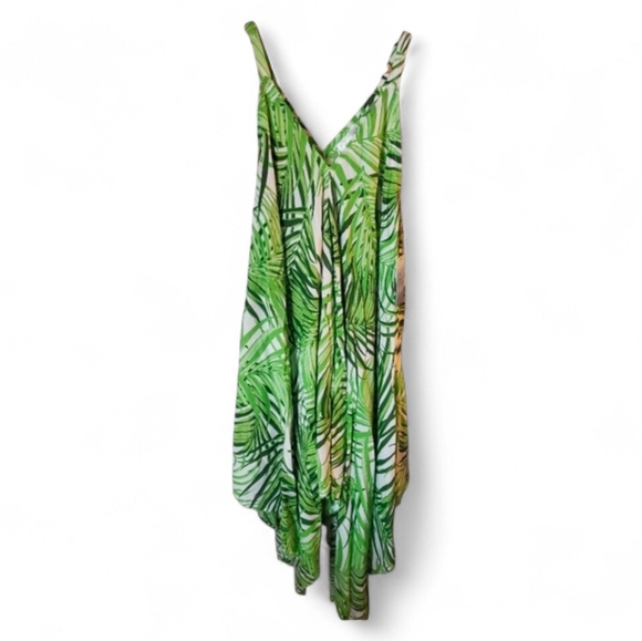 Japna Dresses & Skirts - NWT GOA BEACHWEAR BY JAPANA Green/White Palm Leaf Asymmetrical Hem Dress - XS